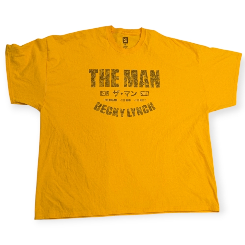 Becky Lynch "The Man Est. 2018" Authentic Yellow T-Shirt 4XL WWE  "The Champ"
